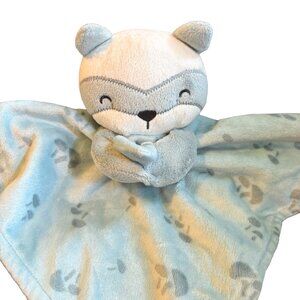 MODERN MOMENTS by GERBER  Raccoon Lovey Security Blanket Light Blue Mushrooms